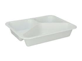 Barquette en PP, blanche, 3 compartiments 227 x 178 x 40 mm, 400/300/200 ml.