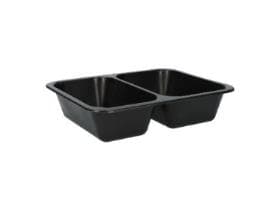 Barquette à couvercle en PP, noire, 2 pièces 227 x 178 x 50 mm, 650 + 550 ml