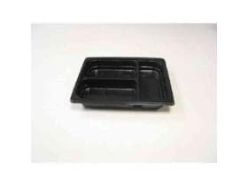 Plat de présentation PP, 1/2 GN, 325x265x50 mm, rectangulaire, divisé en 3 compartiments, 3x750 ml, noir