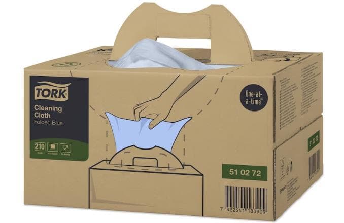 Chiffons de nettoyage Tork Premium 510, Handy Box, tissu non tissé bleu, 1 pli, 35,5 x 41,5 cm