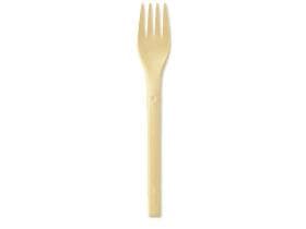 Forchetta realizzata con scarti di legno, lunghezza 17 cm beige, adatta agli alimenti,