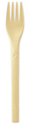 Forchetta realizzata con scarti di legno, lunghezza 17 cm beige, adatta agli alimenti,