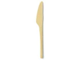 Coltello ricavato da scarti di legno, lungo 17 cm, beige, per uso alimentare,
