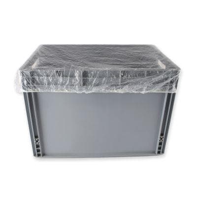 Housse de protection en LDPE d'environ 20 microns, avec cordon élastique, transparente, étanche à l'eau.