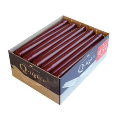 Bougies coniques bordeaux 22 x 245 mm, durée de combustion 7,5 heures