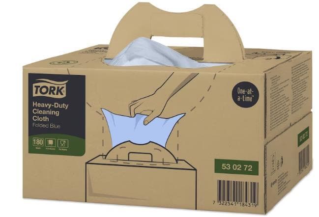 Chiffons de nettoyage Tork Premium, non tissés bleus, 1 épaisseur, 35,5 x 41,5 cm, pliés,