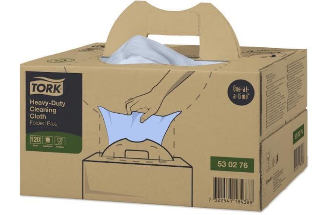 Chiffons de nettoyage Tork Premium, non tissés bleus, 1 épaisseur, 35,5 x 61,5 cm, pliés,