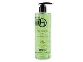 Shampoo e docciaschiuma con erogatore a pompa, 400 ml, trasparente, fragranza: Aloe Vera