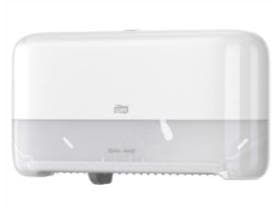 Distributeur de rouleaux doubles Tork pour papier toilette midi sans mandrin, T7, blanc,