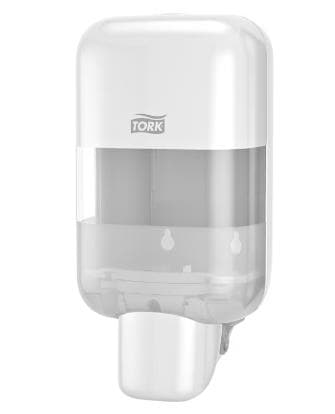 Distributeur de savon Tork Elevation Mini S5 en plastique blanc, H239 x L106 x P122 mm,