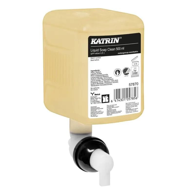 Sapone liquido Katrin Clean da 500 ml senza profumo, senza coloranti, delicato.