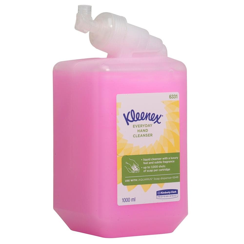 Detergente liquido Kleenex da 1 litro rosa. Detergente liquido normale.