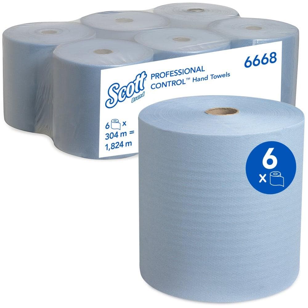 Asciugamani in rotolo per dispenser no-touch SCOTT blu, 1 velo, materiale AIRFLEX