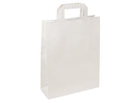 Sacchetti di carta Kraft bianchi 90 gm2, non stampati, 320 + 220 x 340 mm, con