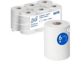 Essuie-tout Scott Essential Slim-roll, 20 cm x 190 mètres linéaires, Airflex, 1 pli,