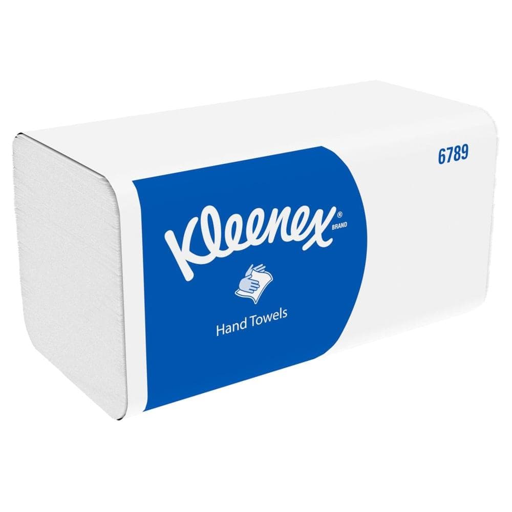 Asciugamani di carta Kleenex® 21,2 x 21,5 cm a 2 strati, pieghe a fisarmonica, bianchi.