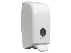 Distributeur de savon Aquarius avec fenêtre de visualisation, blanc, H 23,5 x L 11,6 x P 11,4 cm