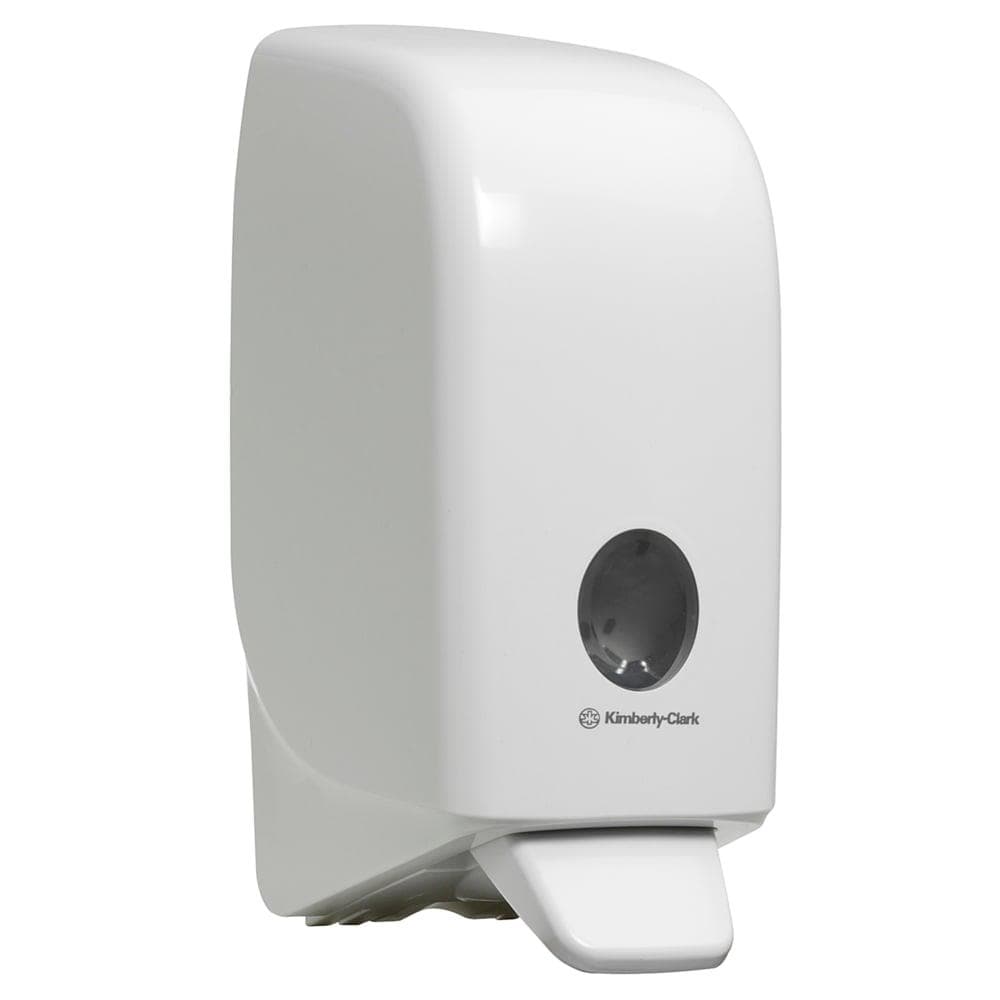 Distributeur de savon Aquarius avec fenêtre de visualisation, blanc, H 23,5 x L 11,6 x P 11,4 cm