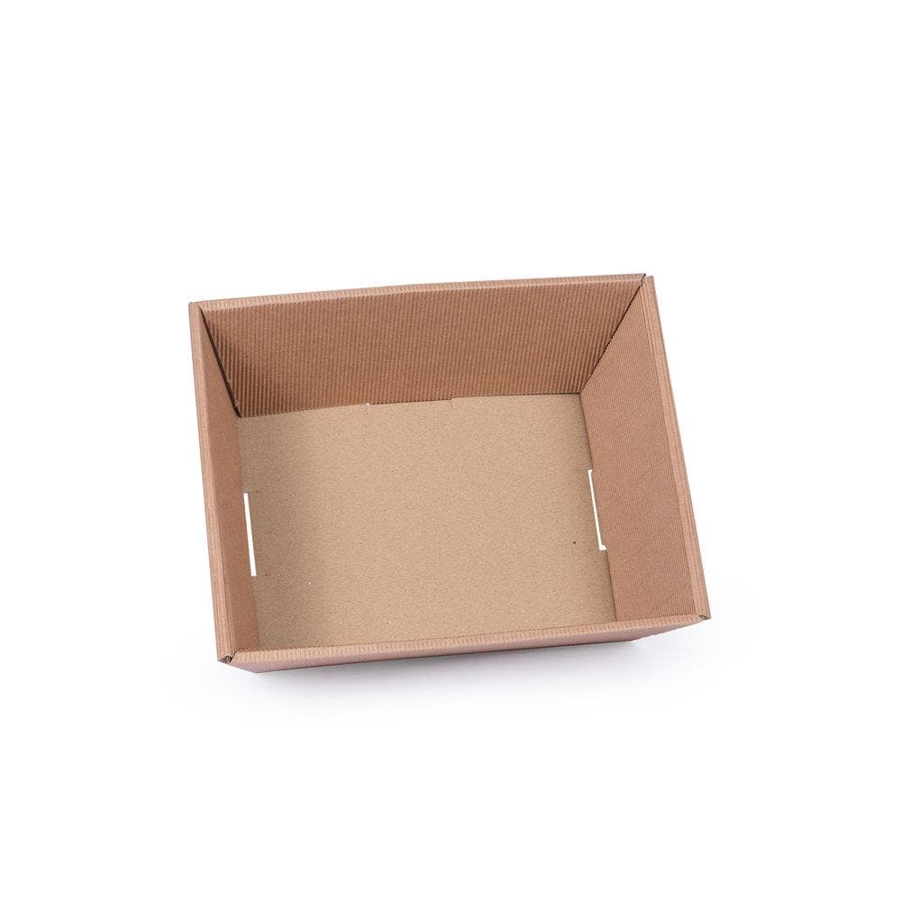 Panier cadeau, couleur naturelle 190 x 140 x 90 mm, en carton ondulé ouvert