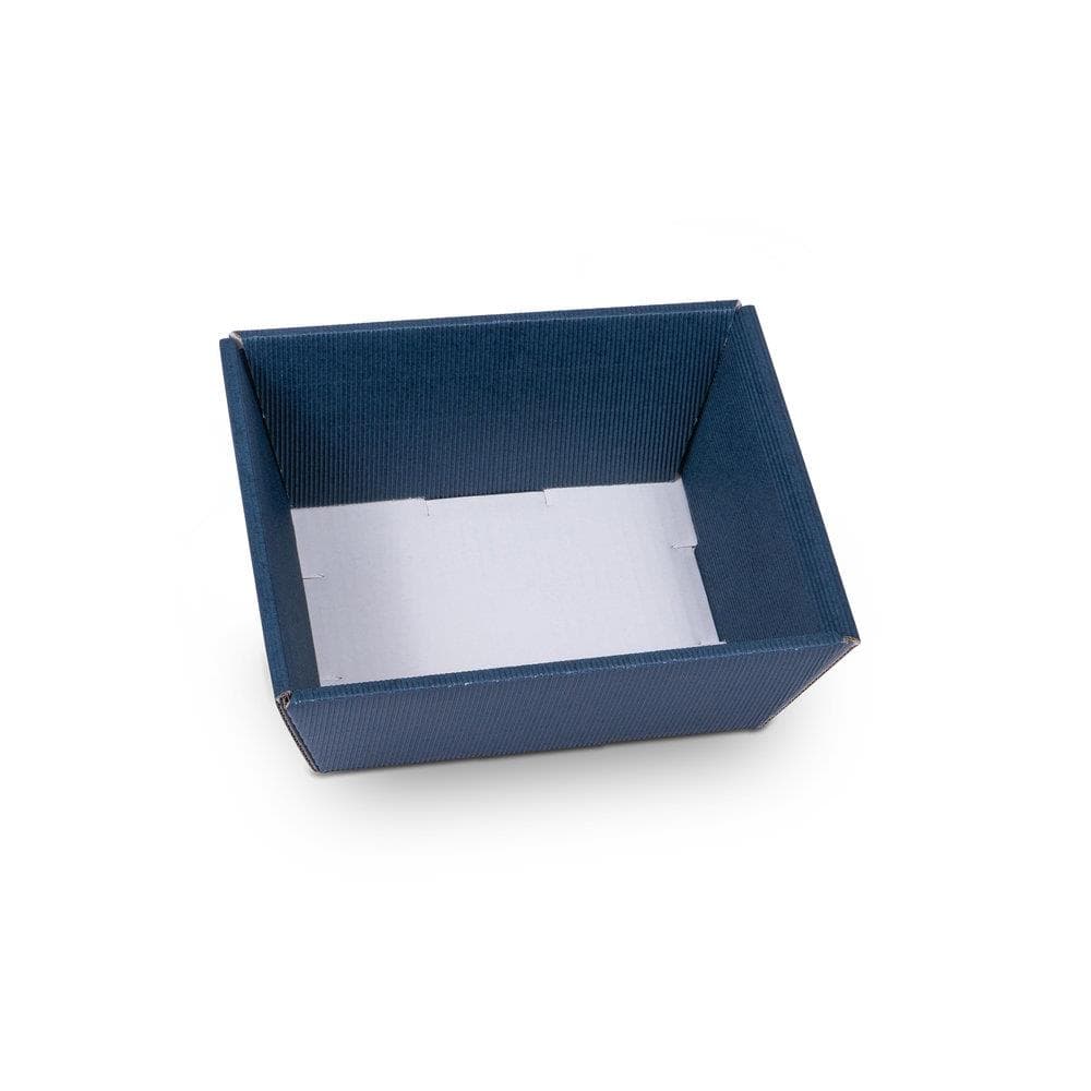 Panier cadeau, couleur bleu foncé 190 x 140 x 90 mm, en carton ondulé ouvert
