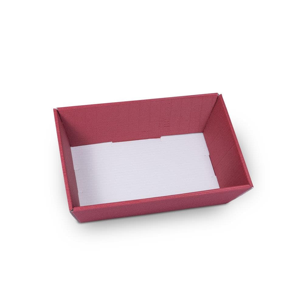 Cesto regalo, colore rosso scuro 190 x 140 x 110 mm, in cartone ondulato aperto