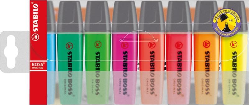 STABILO BOSS Textmarker Original ca. 2 - 5 mm, nachfüllbar, farbig sortiert