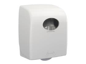 Distributeur de serviettes en rouleau Aquarius, blanc, hauteur 382 x largeur 309 x profondeur 240 mm.
