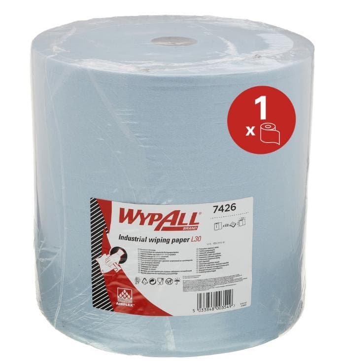 Rouleaux de chiffons de nettoyage Wypall L30 bleu 3 plis 37 x 38 cm, perforés, 670 chiffons