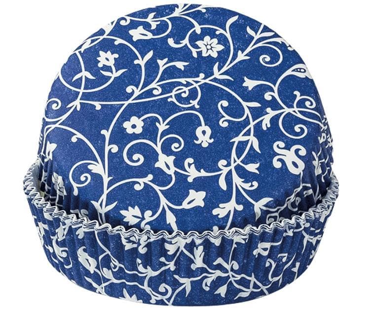 Teglia per crostate, blu-bianca, FSC, rotonda, 75 x 20 mm, 225 g/m², resistente al grasso,