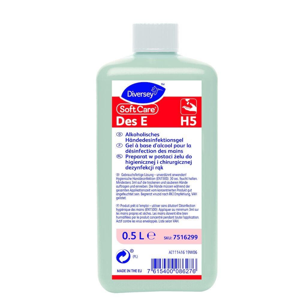 Gel désinfectant pour les mains Soft Care Des E flacon de 500 ml