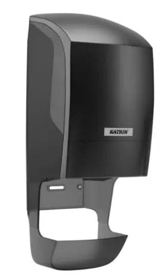 Distributore di carta igienica Katrin, in plastica nera, 400 x 152 x 172 mm, per