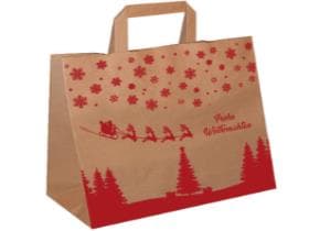 Papiertragetaschen Take-Away aus braunem Kraftpapier 70 gm2, 32 + 21.5 x 27 cm,