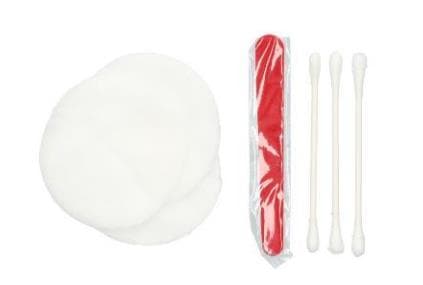 Kit da toeletta/Set cosmetico per la cura del corpo, composto da: dischetti di cotone, cotton fioc