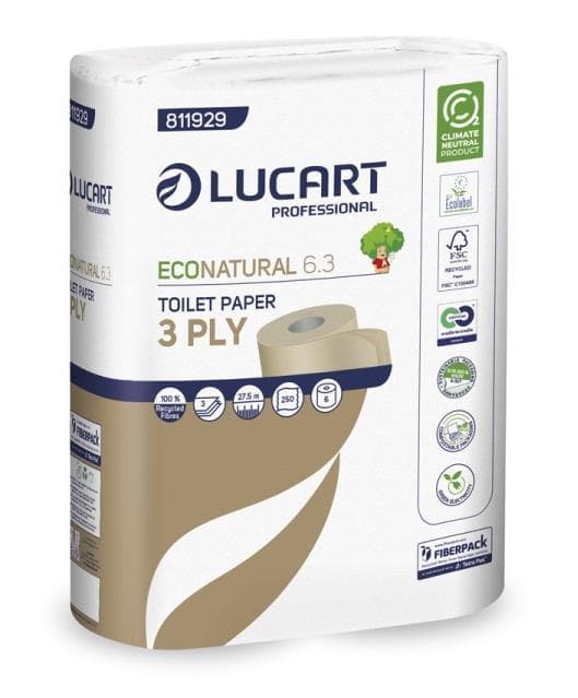 Carta igienica ECO Natural, cartone per bevande riciclato al 100%, 3 veli, beige naturale,