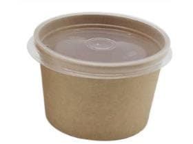 Tazza rotonda in cartone kraft marrone, 235 ml, ø 96 mm, altezza 60 mm, interno