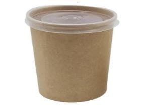 Tazza rotonda in cartone kraft marrone, 355 ml, ø 96 mm, altezza 78 mm, interno