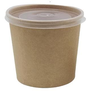 Tazza rotonda in cartone kraft marrone, 355 ml, ø 96 mm, altezza 78 mm, interno