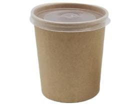Tazza rotonda in cartone kraft marrone, 475 ml, ø 96 mm, altezza 97 mm, interno