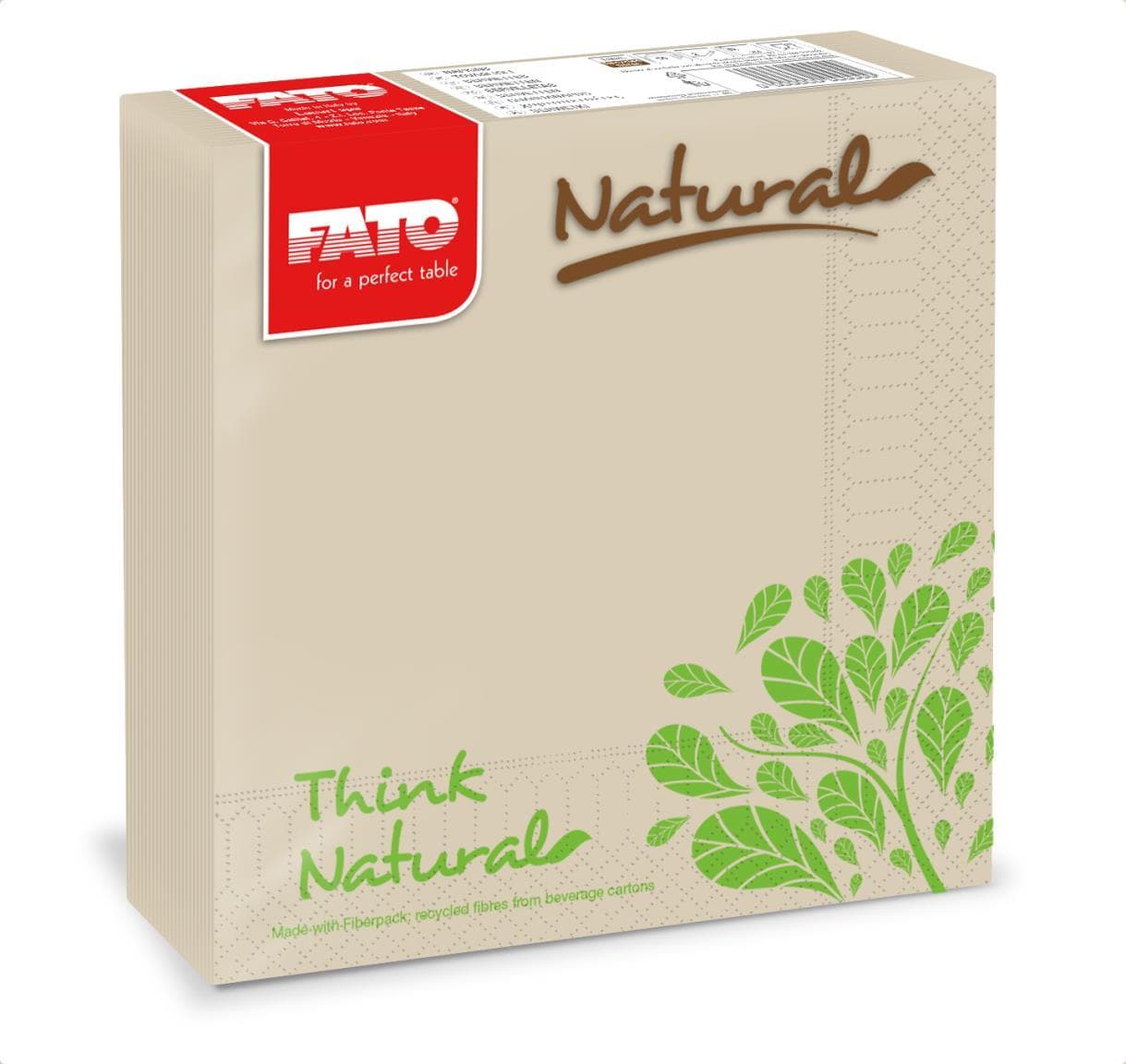 Tovaglioli Fiberpack a 2 veli, 33 x 33 cm piegati 1/4, realizzati in cartone per bevande riciclato