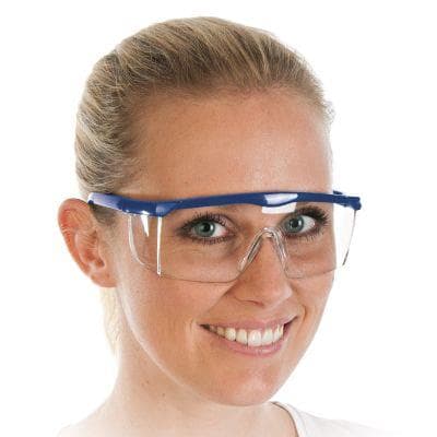 Occhiali di sicurezza universali, blu, antiappannamento, lunghezza regolabile