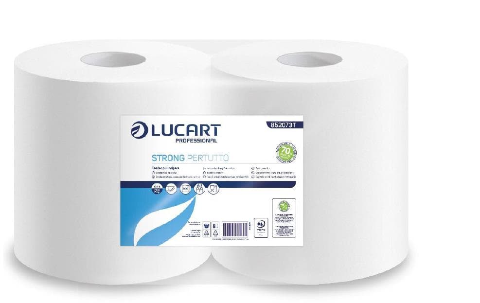 Rouleaux de chiffons de nettoyage Strong Pertutto, 100 % cellulose, 2 plis, blanc brillant,