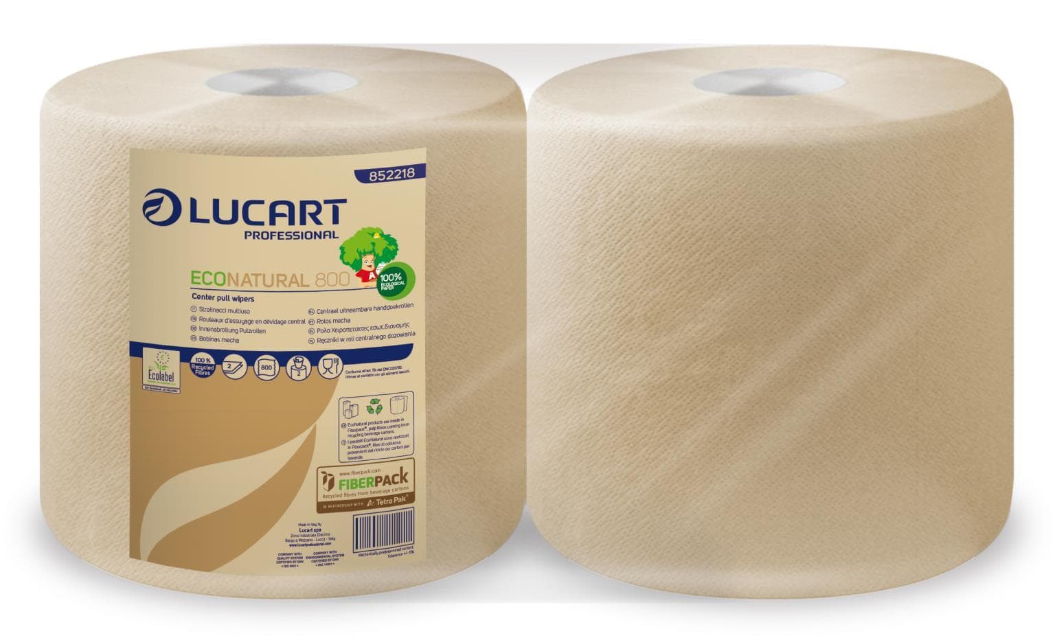 Rouleaux de chiffons de nettoyage ECO Natural 800, carton de boisson 100 % recyclé, 2 plis,