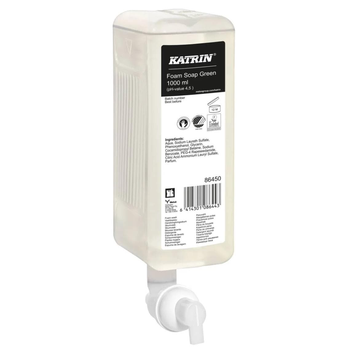 Schiuma lavamani Katrin 1,0 litro delicata sulla pelle, fragranza "Green"