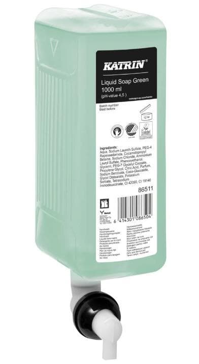 Savon liquide pour les mains Katrin 1 litre, vert, environ 1667