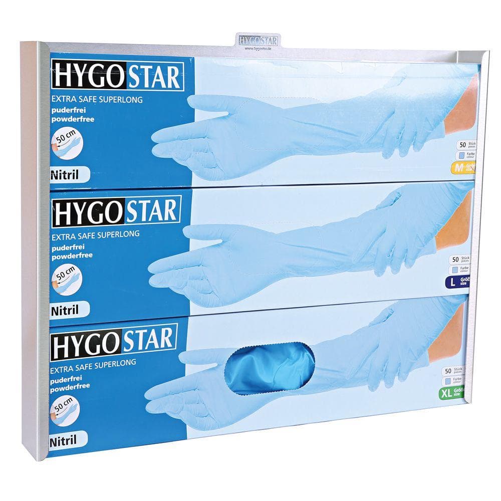 Distributeur de gants Extra Safe Superlong, en acier inoxydable, pour trois distributeurs,