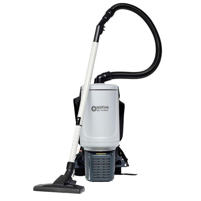 Aspirapolvere a zaino Nilfisk GD10, completo di: tubo flessibile, cinghia standard, punta in gomma