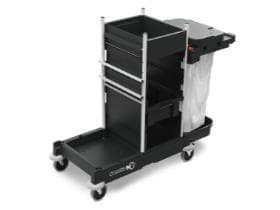 Carrello per la pulizia ServoMatic SM-1, con cassetto portaoggetti e cestino per rifiuti