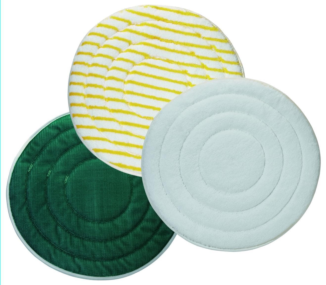 Tampons en microfibre, ø 16'' = 406 mm, blancs pour le nettoyage des revêtements de sol textiles,