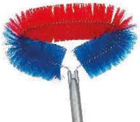 Testa di ricambio piatta, rossa/blu, per scopa da parete e da soffitto, adatta a quasi tutti