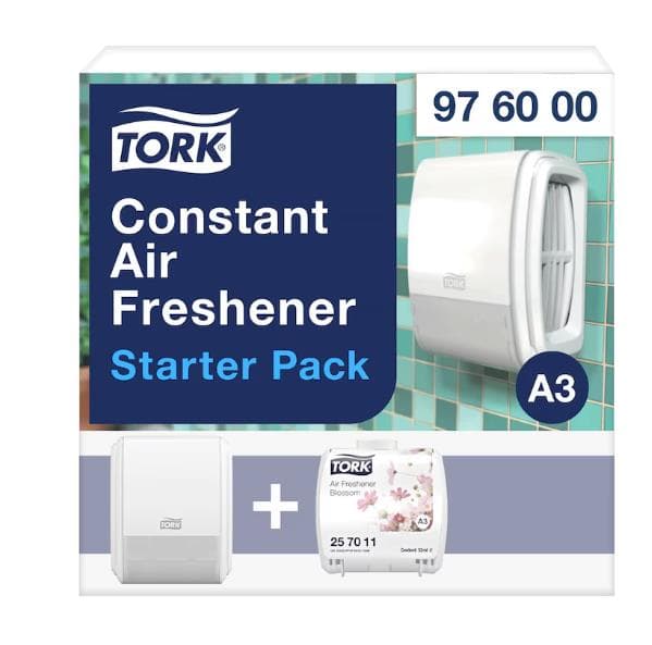 Pacco di avviamento Tork, distributore di deodorante con un sacchetto di profumo "Sogno di fiori",
